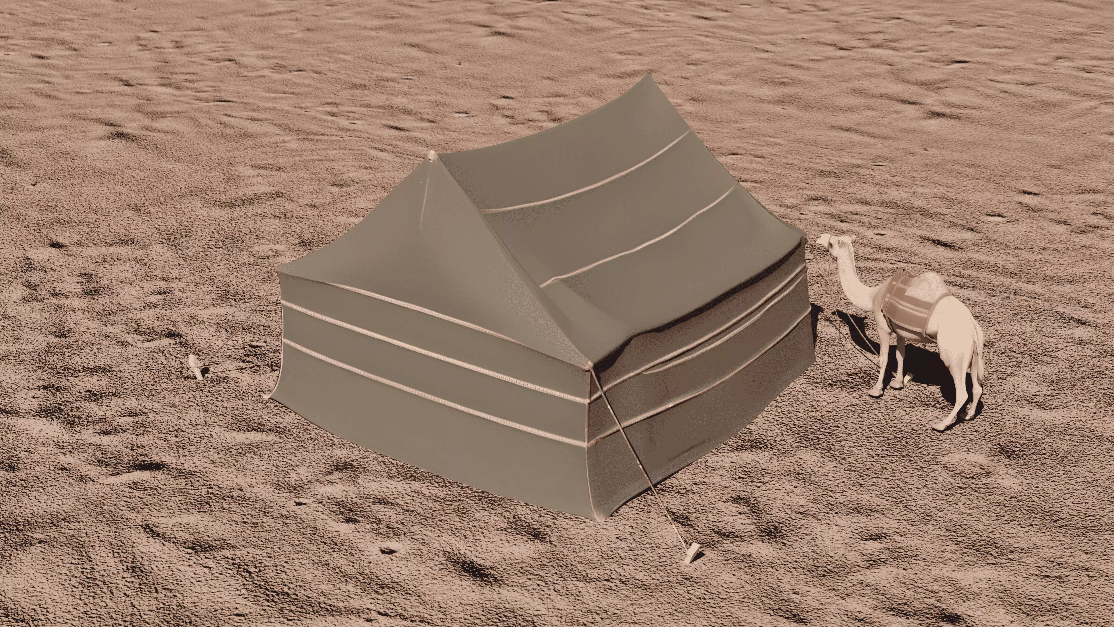 Bedouin Desert Tent Majlis with Camel 3D model_3