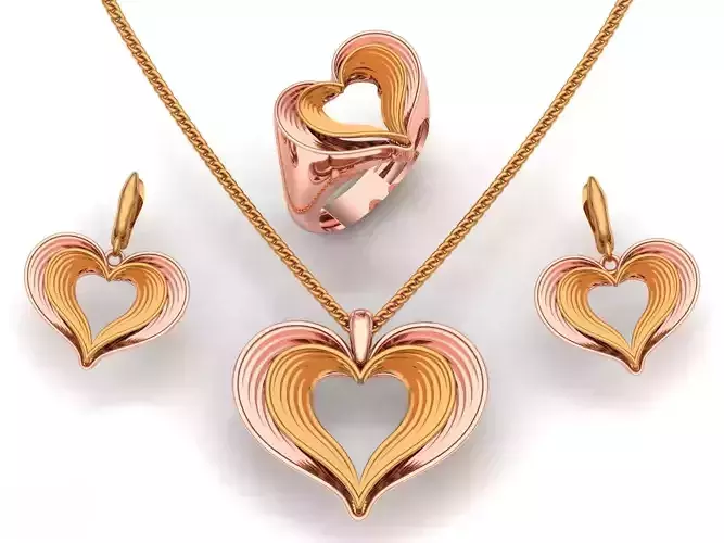 Two tone heart shaped mini set 3D print model