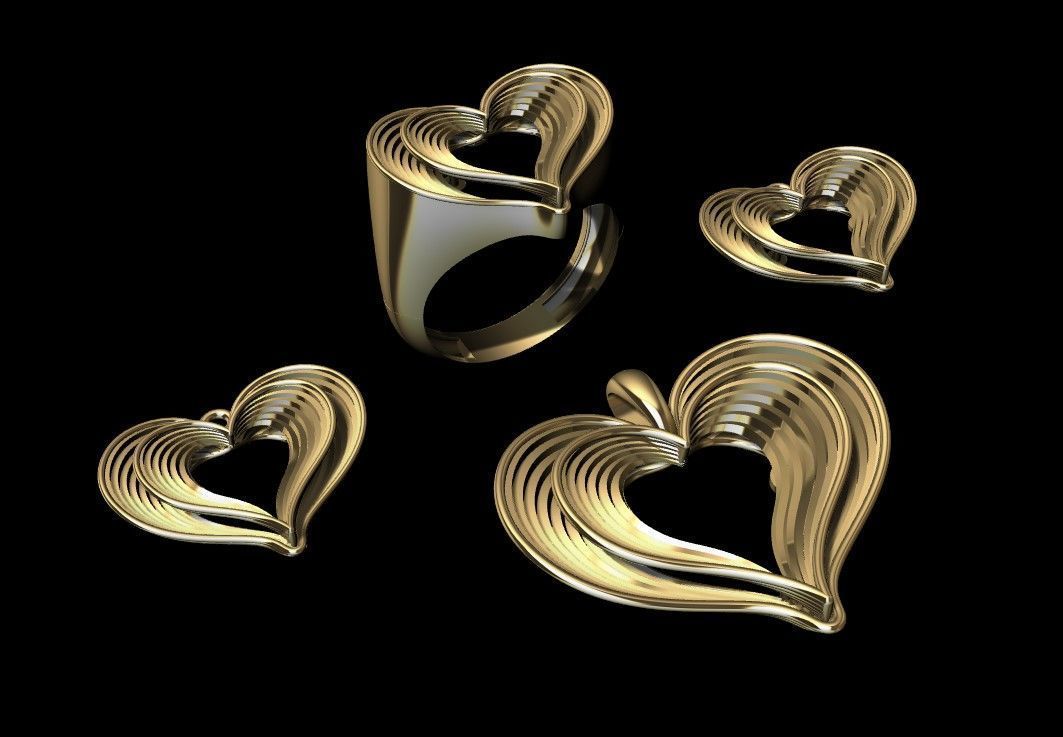 Two tone heart shaped mini set 3D print model_2