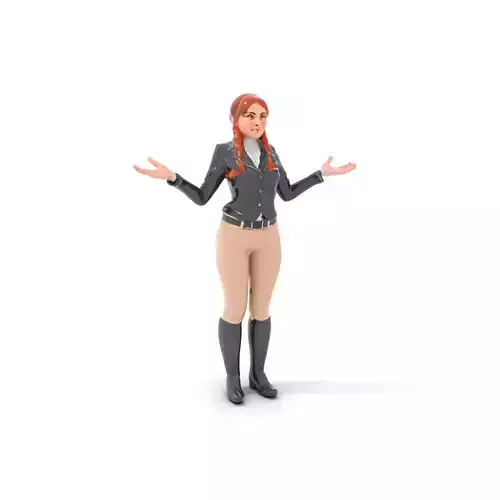 Equestrian Redhead Female Character Model  Rigged and Animated