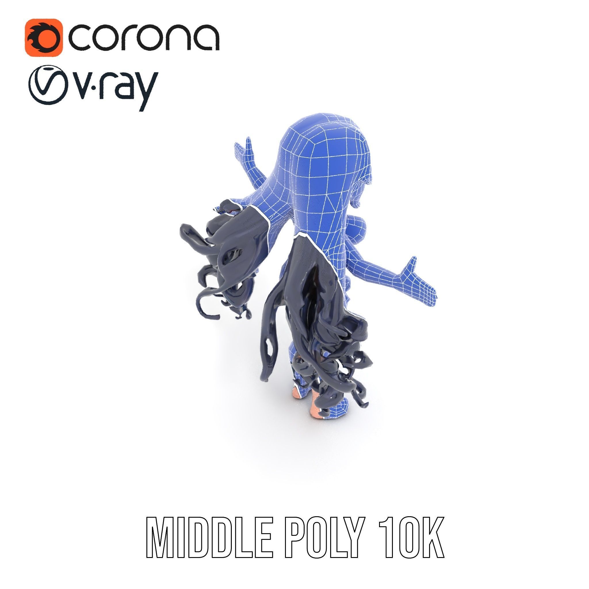 Rigged and Animated Anime Beachwear Character Model Low-poly 3D model_32