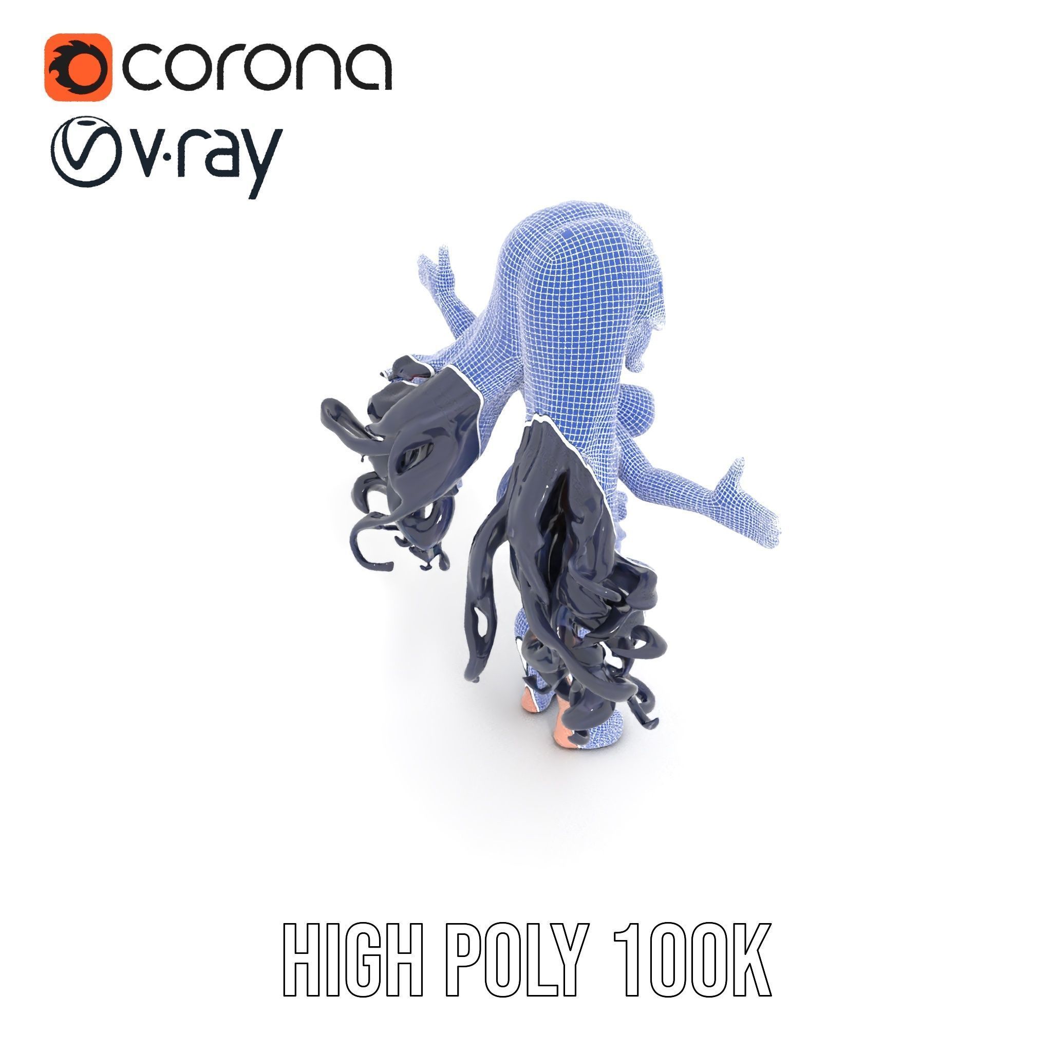 Rigged and Animated Anime Beachwear Character Model Low-poly 3D model_33