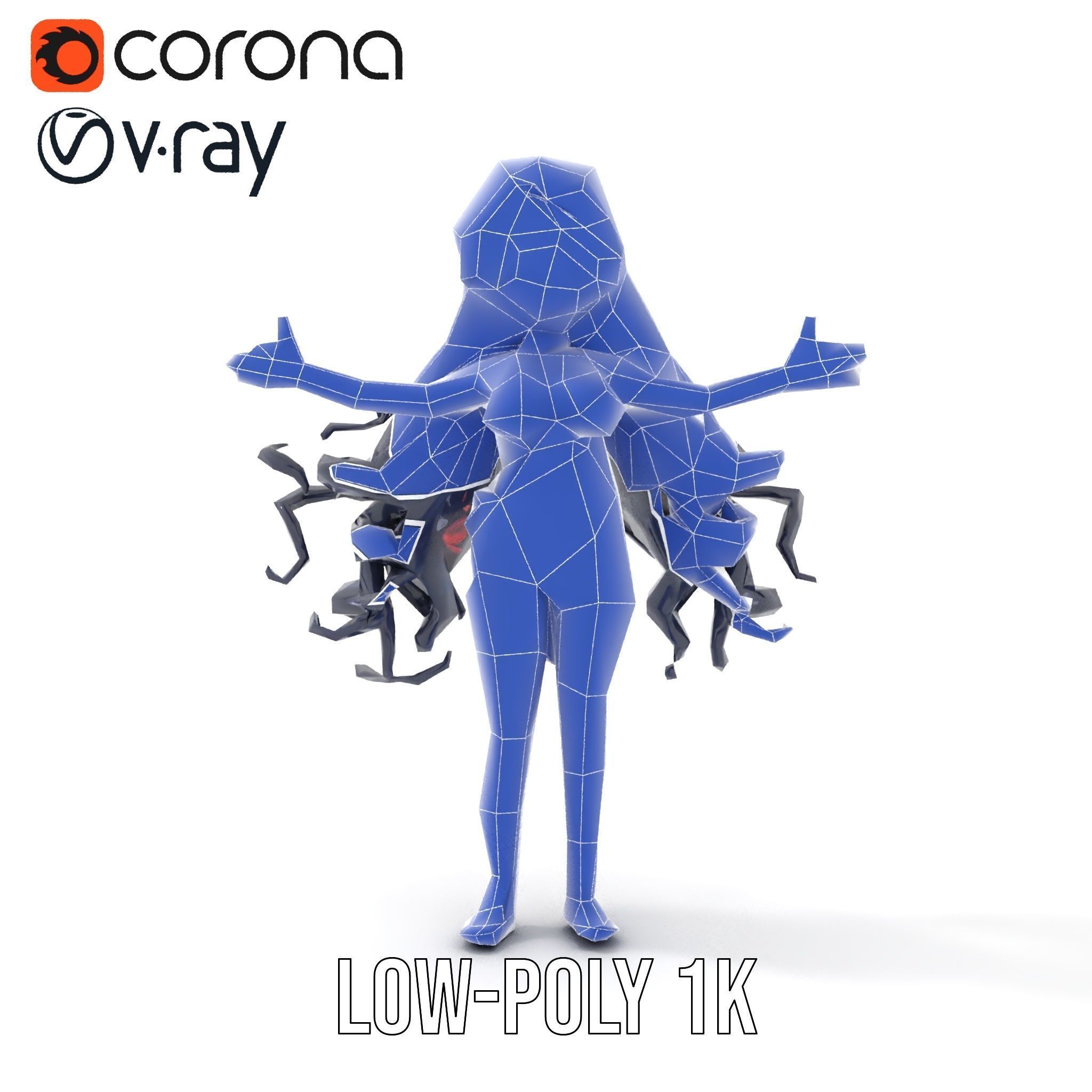 Rigged and Animated Anime Beachwear Character Model Low-poly 3D model_30