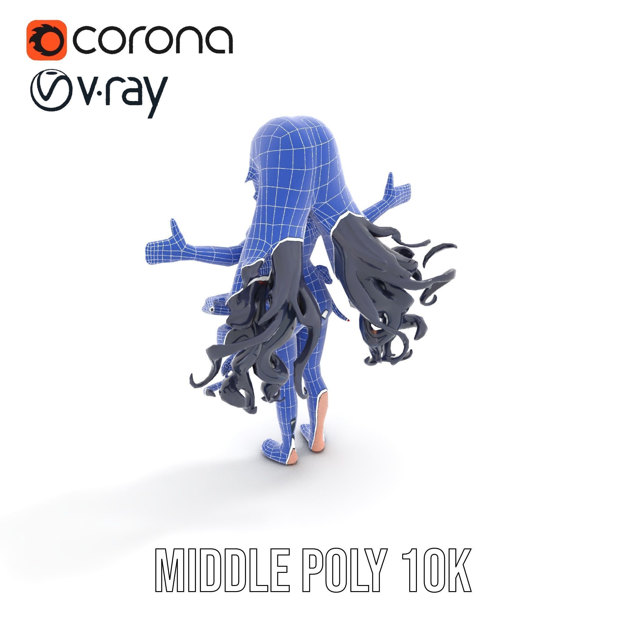 Rigged and Animated Anime Beachwear Character Model Low-poly 3D model_24