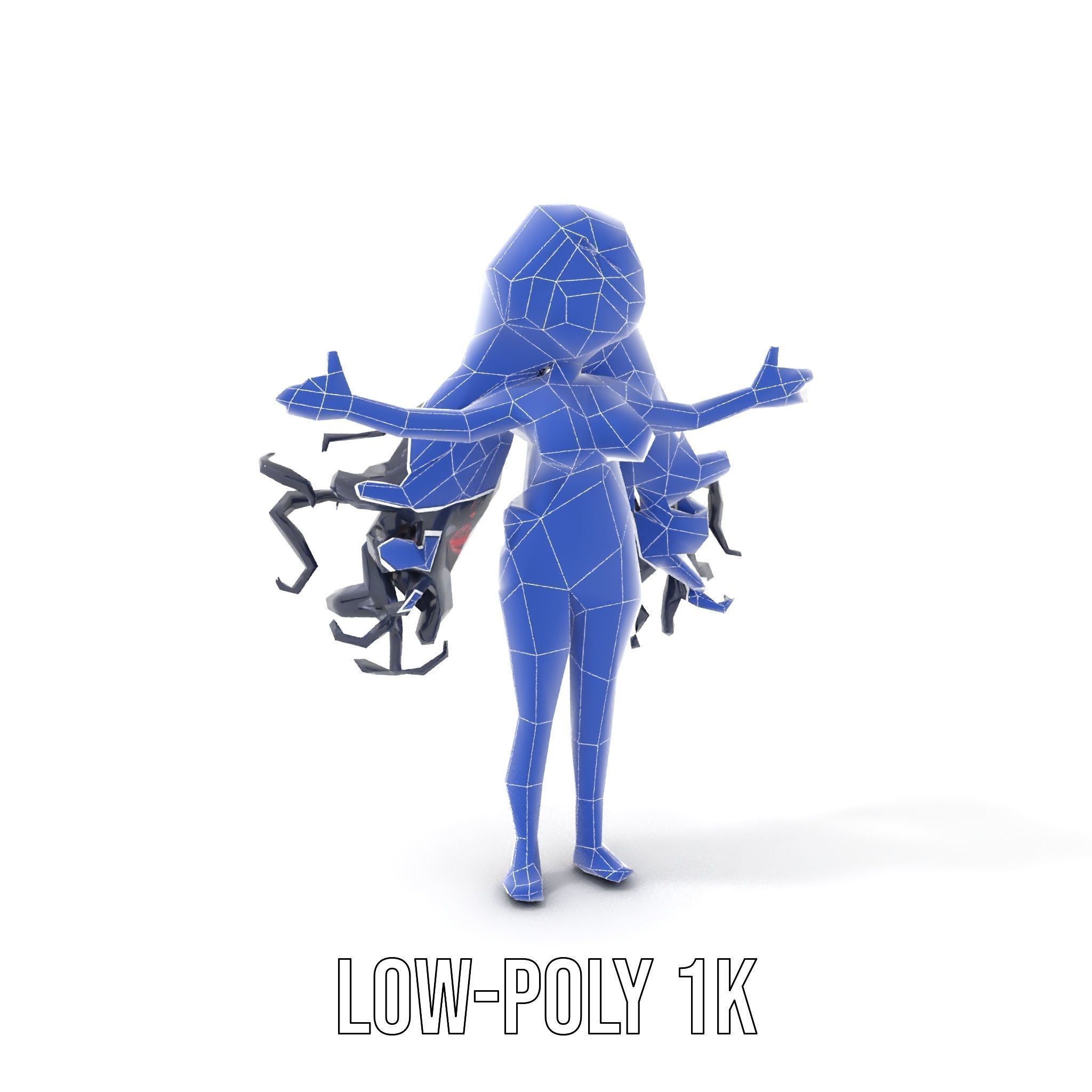 Rigged and Animated Anime Beachwear Character Model Low-poly 3D model_11