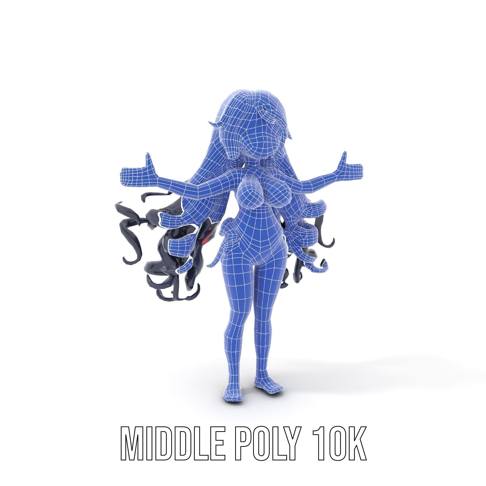 Rigged and Animated Anime Beachwear Character Model Low-poly 3D model_16