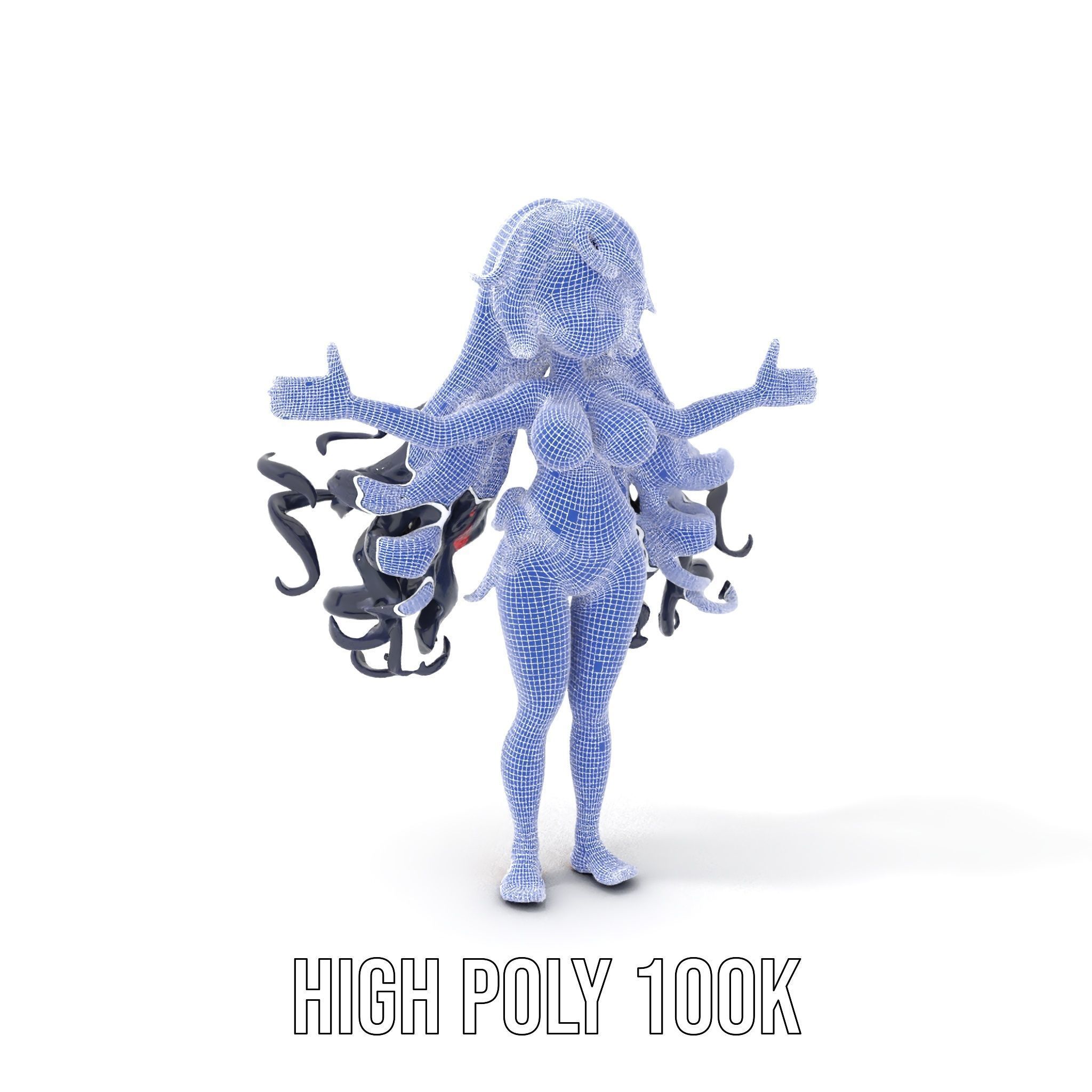 Rigged and Animated Anime Beachwear Character Model Low-poly 3D model_4