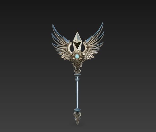 Magical staff pack Low-poly 3D model_8