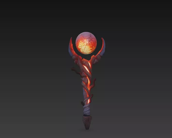 Magical staff pack Low-poly 3D model_0