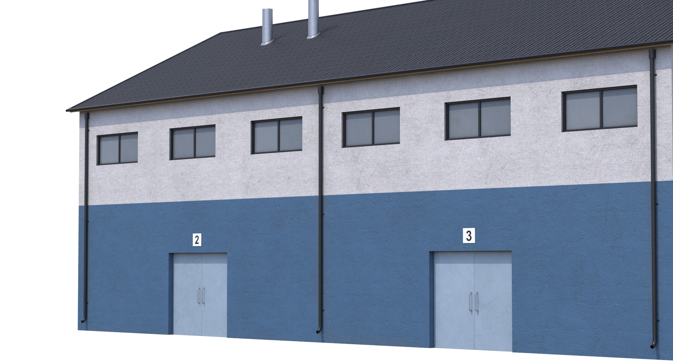 Industrial Building 14 Blue Low-poly 3D model_5