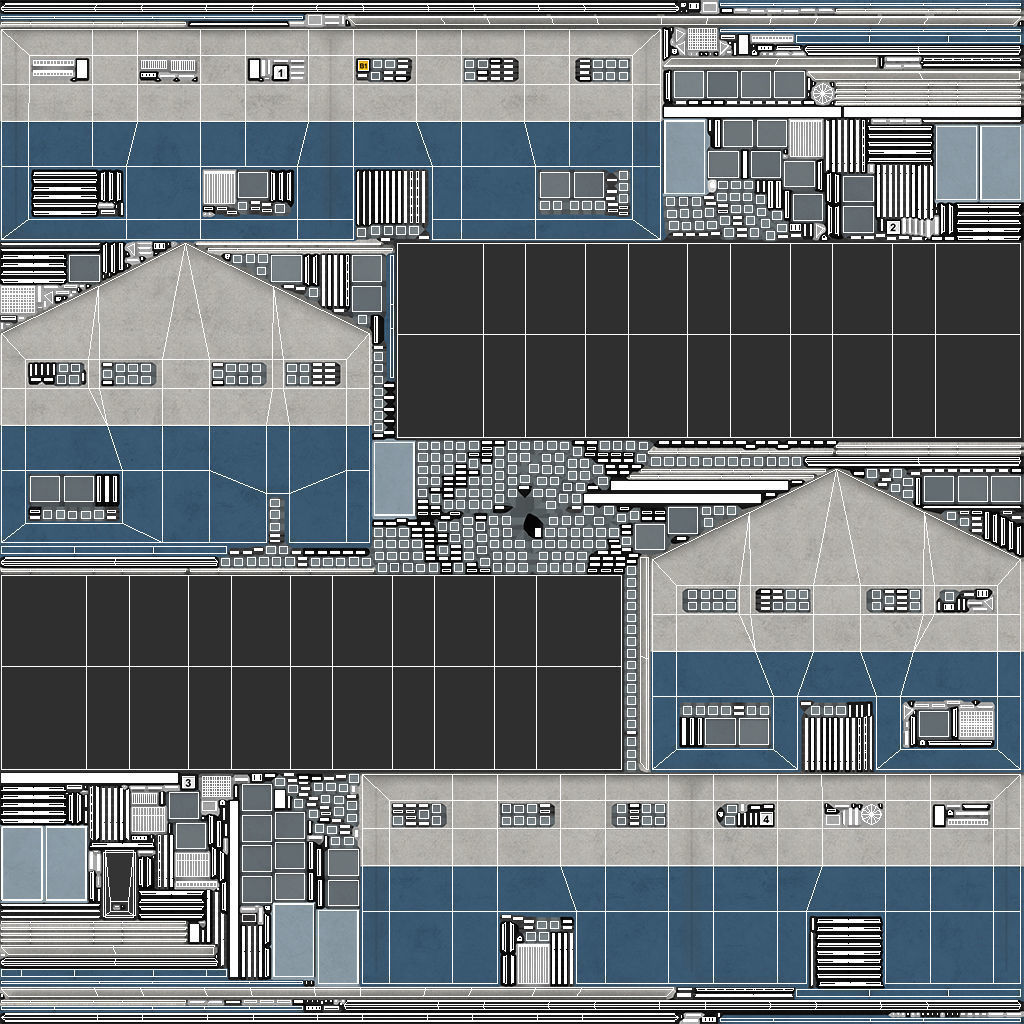 Industrial Building 14 Blue Low-poly 3D model_7