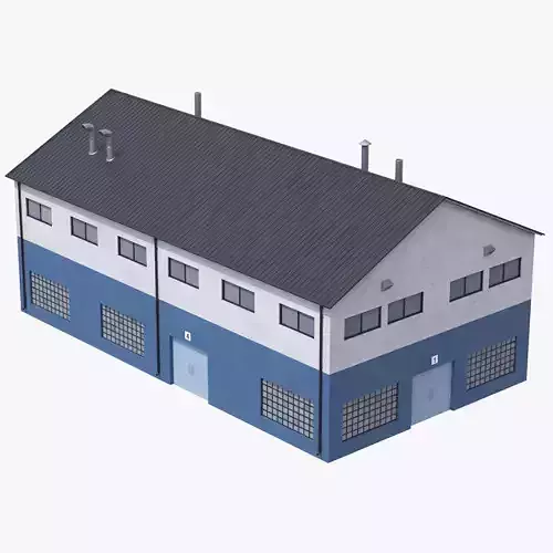Industrial Building 14 Blue Low-poly 3D model
