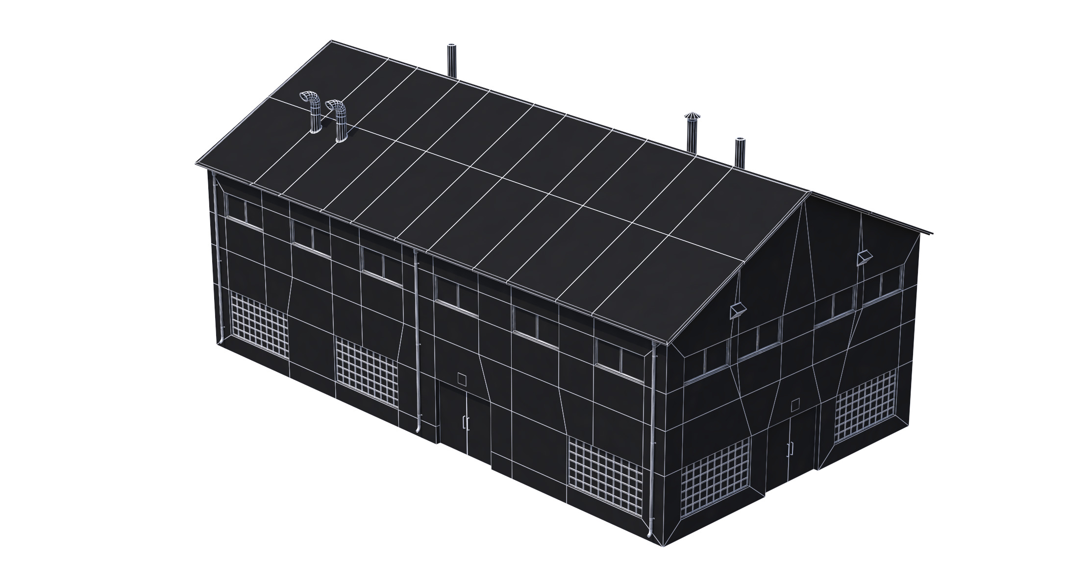Industrial Building 14 Blue Low-poly 3D model_6