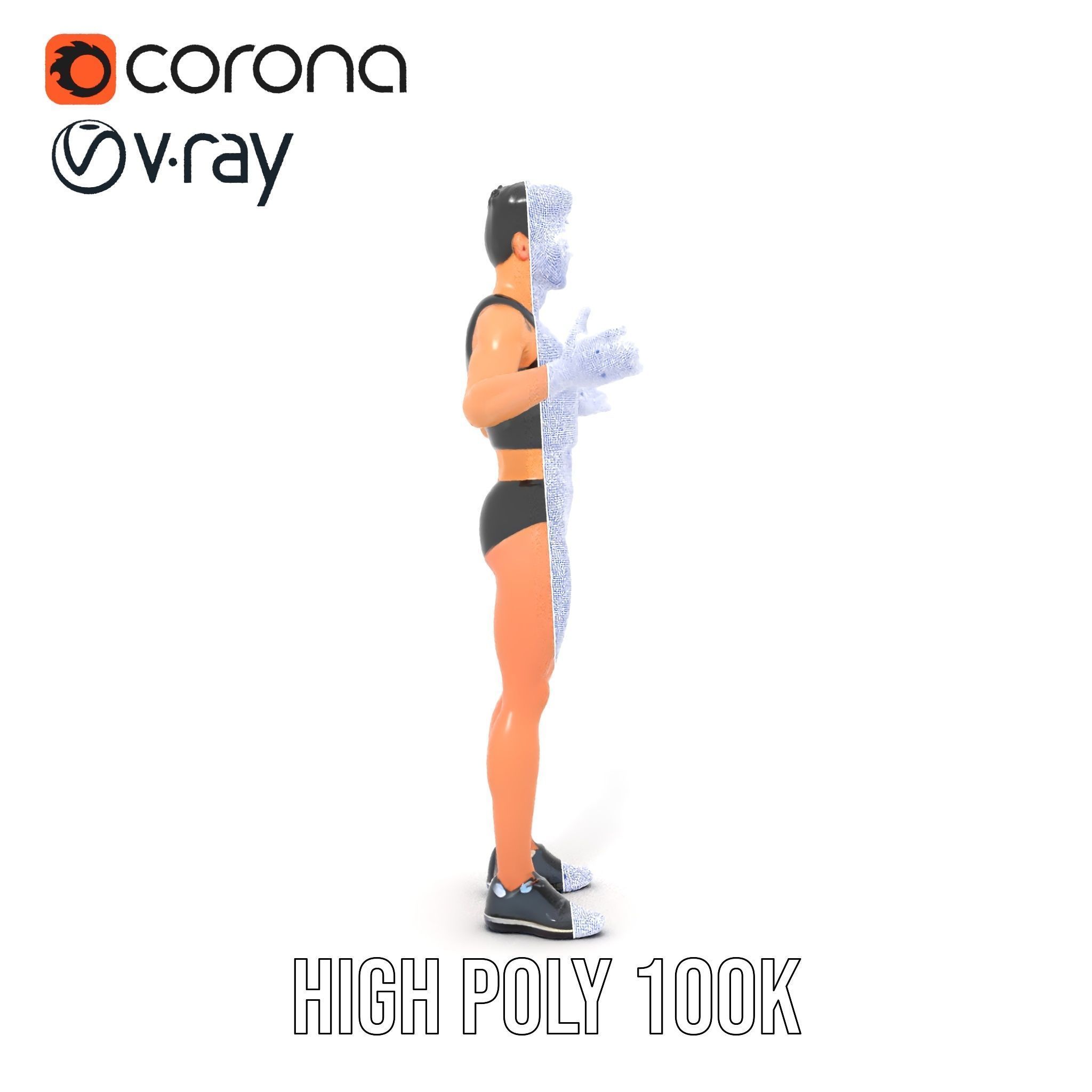 Male Athletic Character with Tank Top Rigged and Animated fo... Low-poly 3D model_32