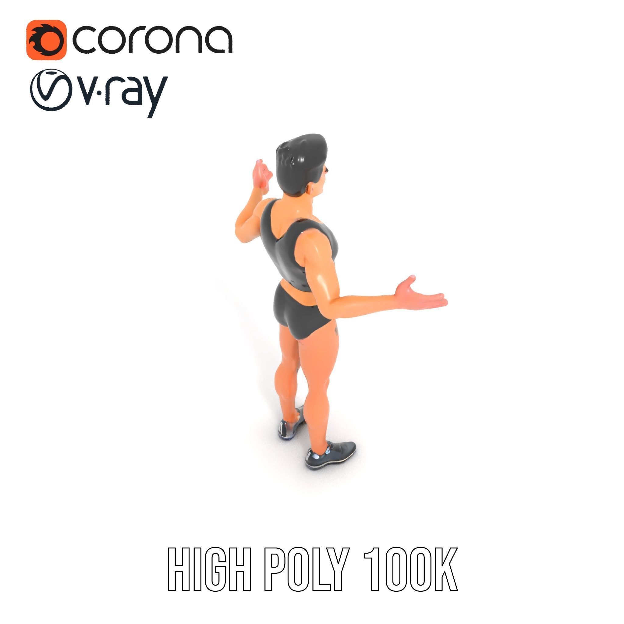 Male Athletic Character with Tank Top Rigged and Animated fo... Low-poly 3D model_20