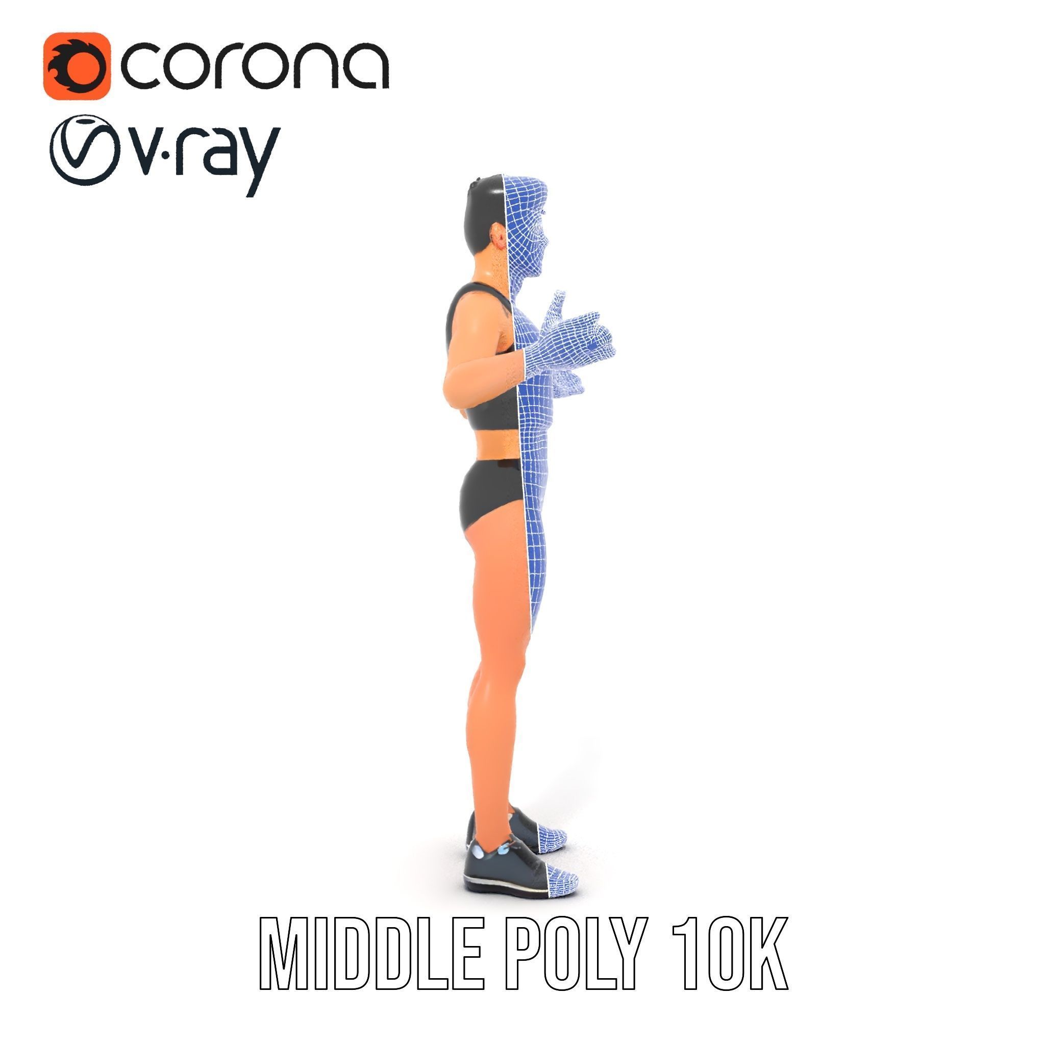 Male Athletic Character with Tank Top Rigged and Animated fo... Low-poly 3D model_10