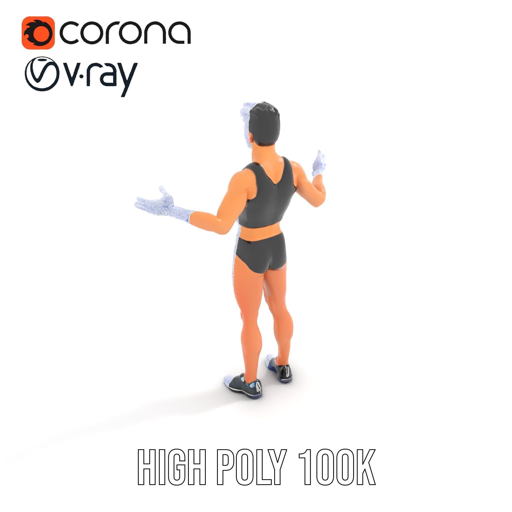 Male Athletic Character with Tank Top Rigged and Animated fo... Low-poly 3D model_26