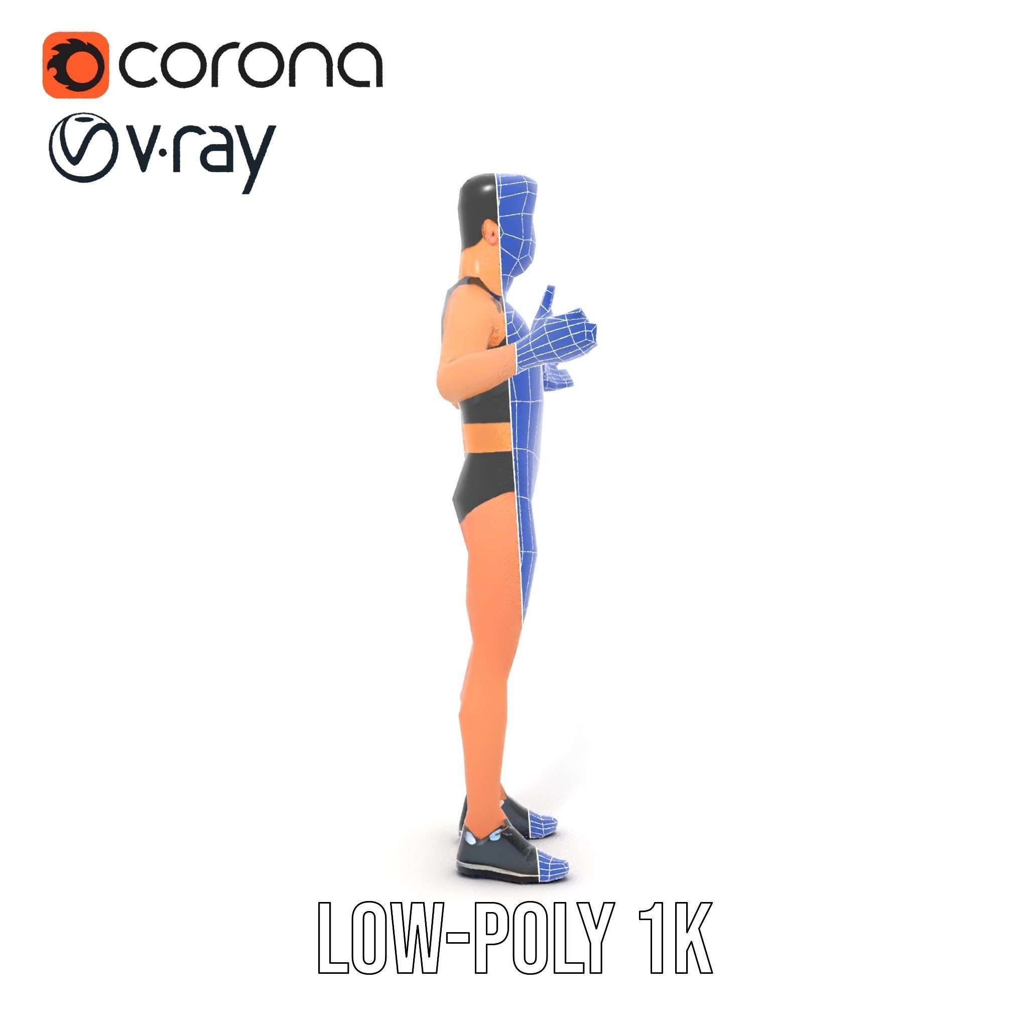 Male Athletic Character with Tank Top Rigged and Animated fo... Low-poly 3D model_25