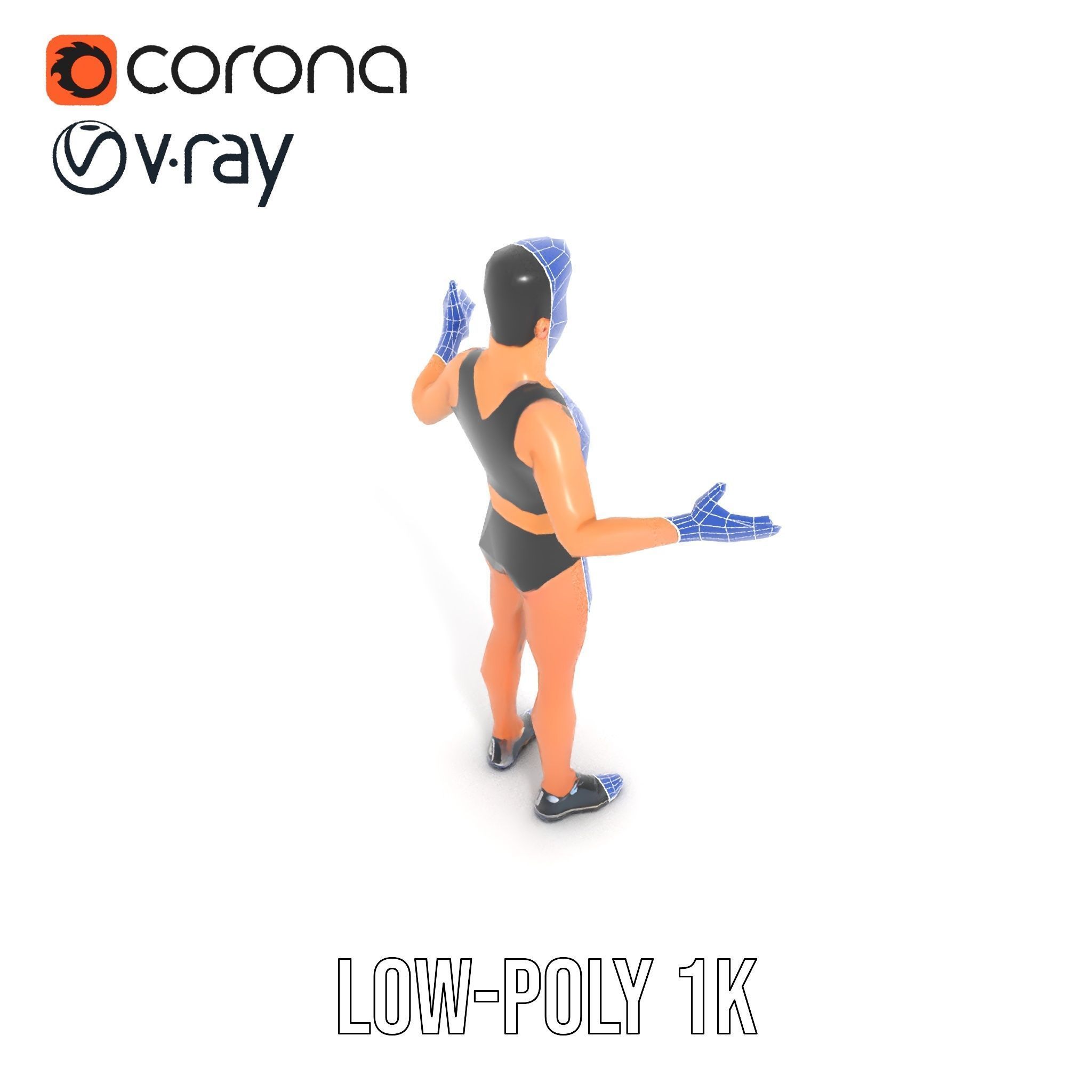 Male Athletic Character with Tank Top Rigged and Animated fo... Low-poly 3D model_19