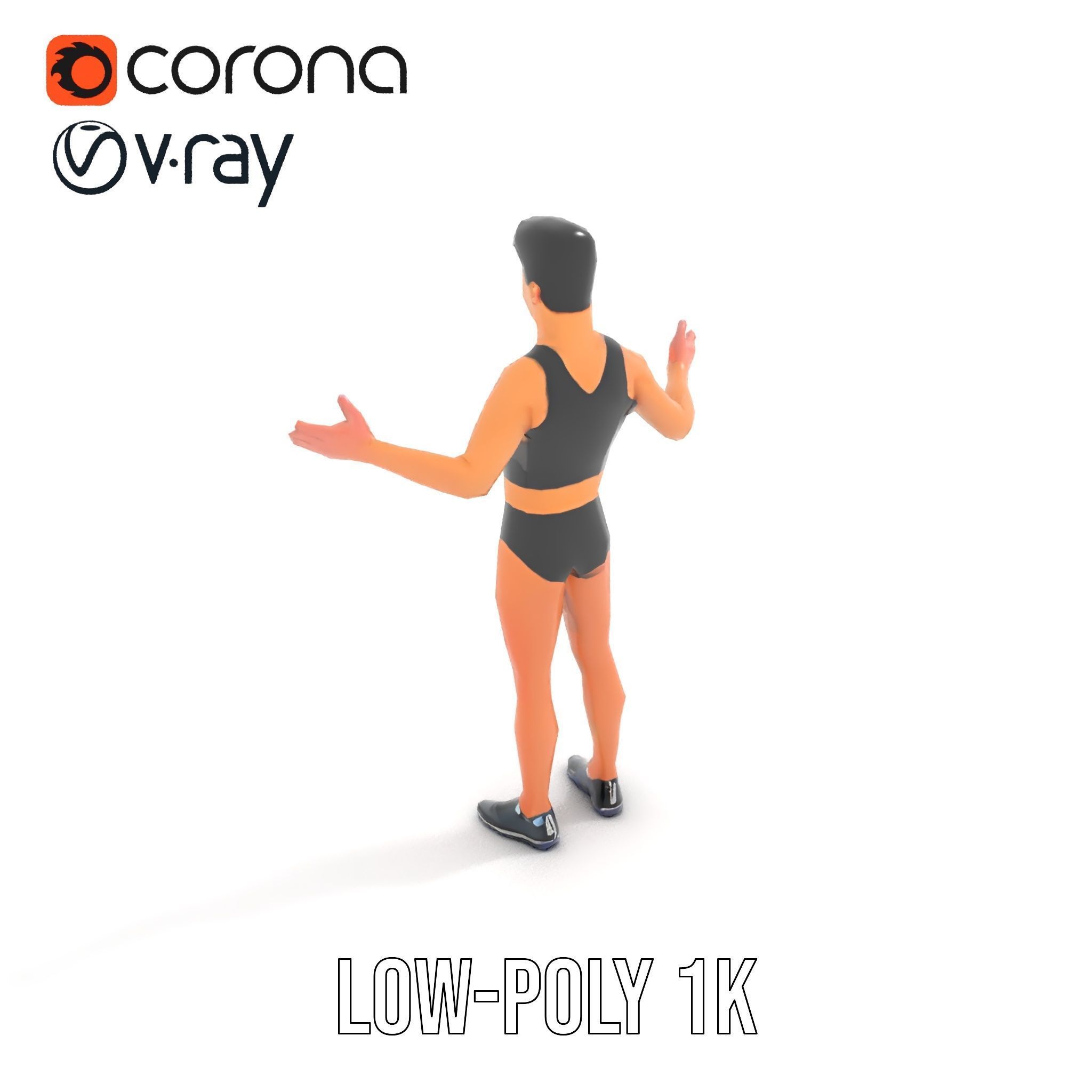 Male Athletic Character with Tank Top Rigged and Animated fo... Low-poly 3D model_14