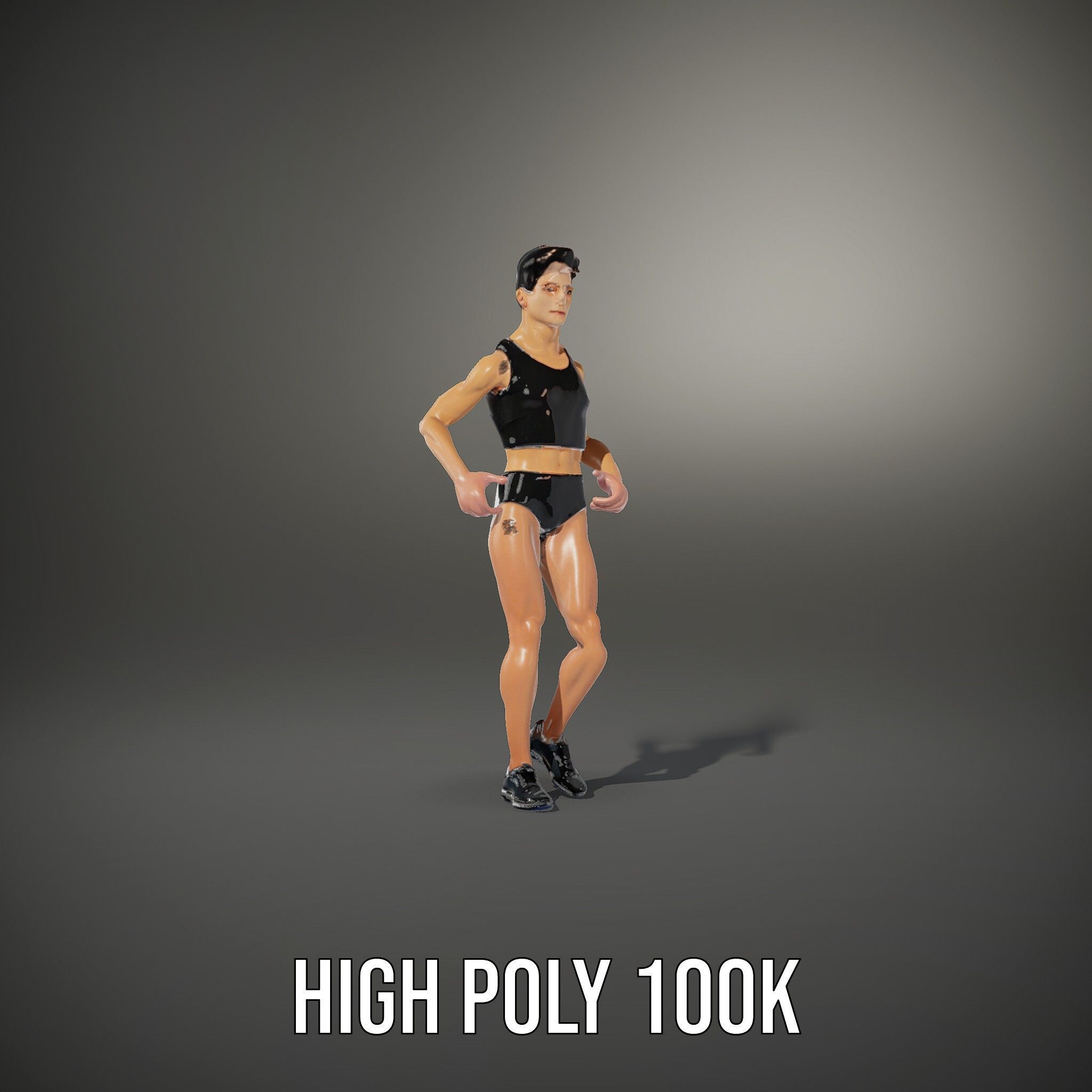 Male Athletic Character with Tank Top Rigged and Animated fo... Low-poly 3D model_9