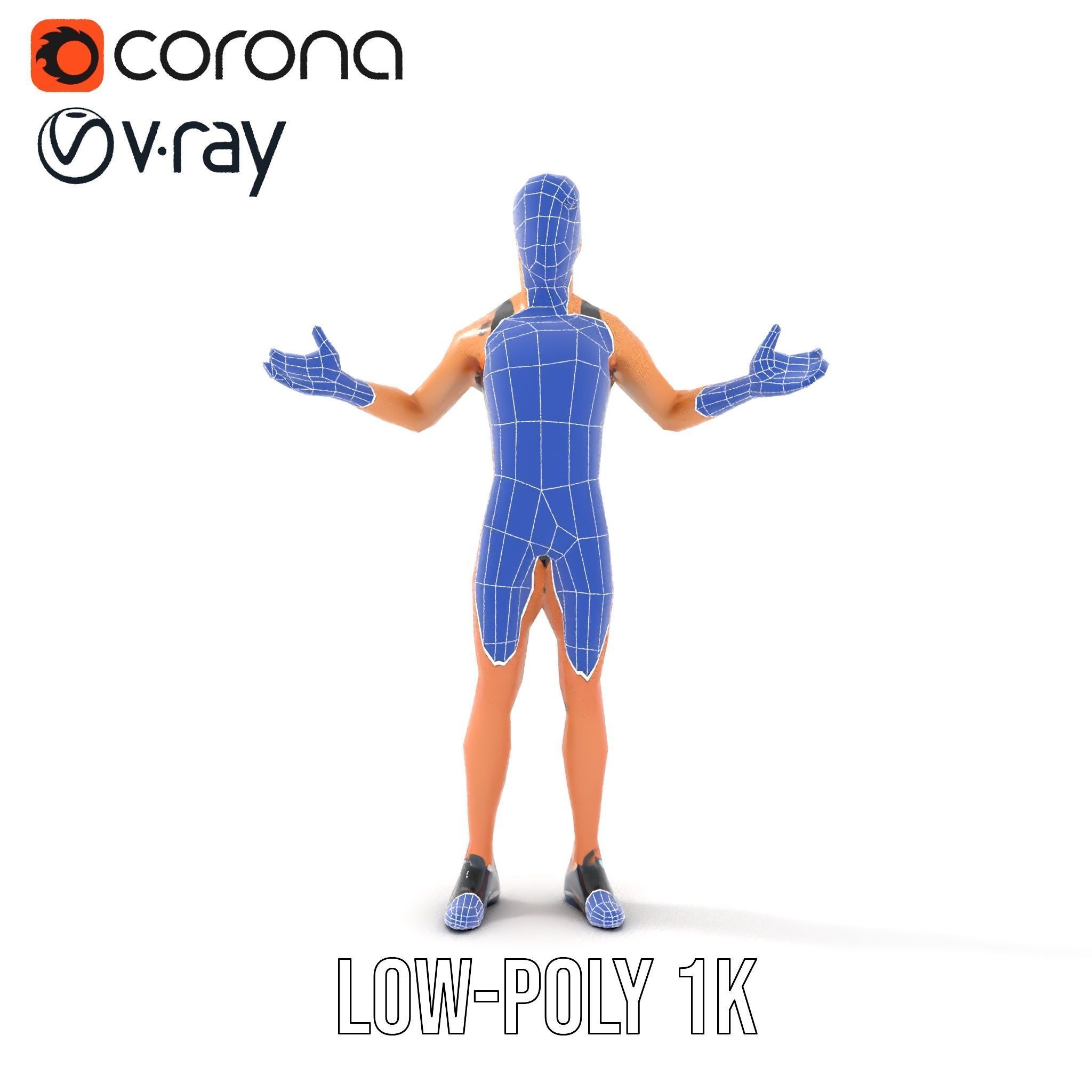 Male Athletic Character with Tank Top Rigged and Animated fo... Low-poly 3D model_28