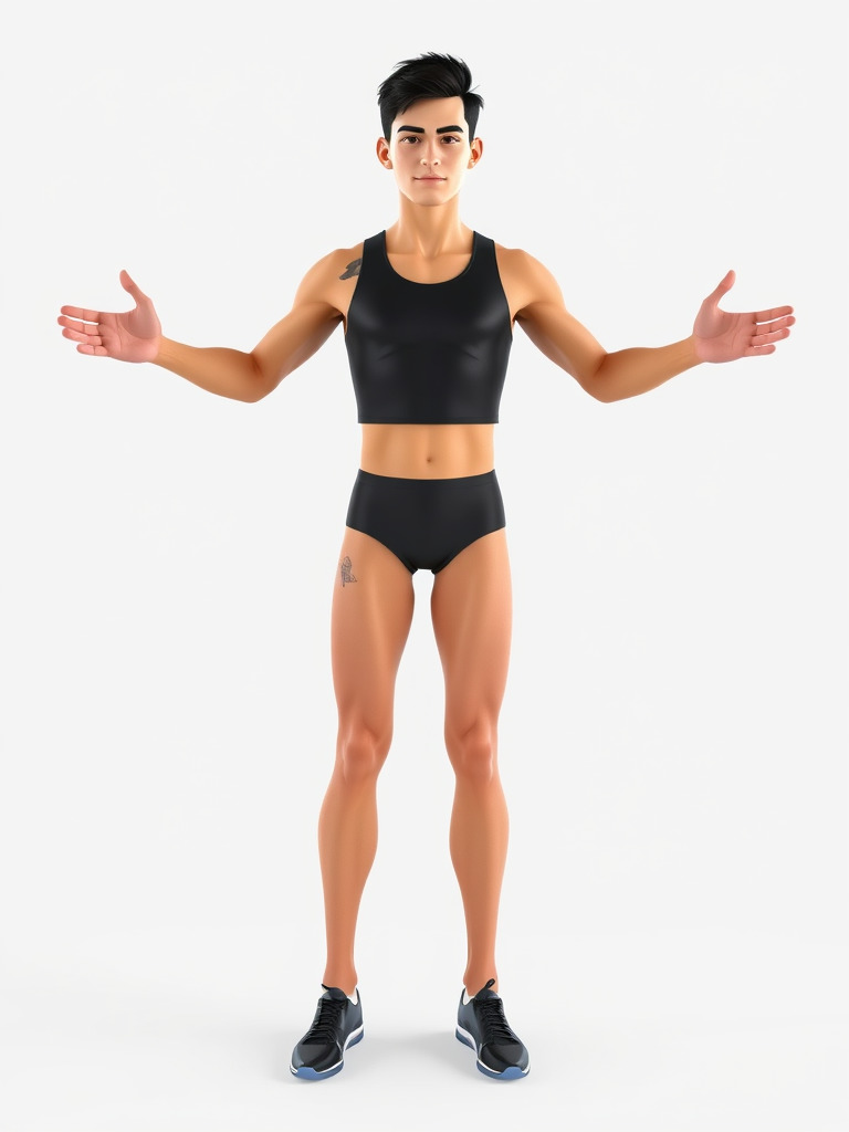 Male Athletic Character with Tank Top Rigged and Animated fo... Low-poly 3D model_2