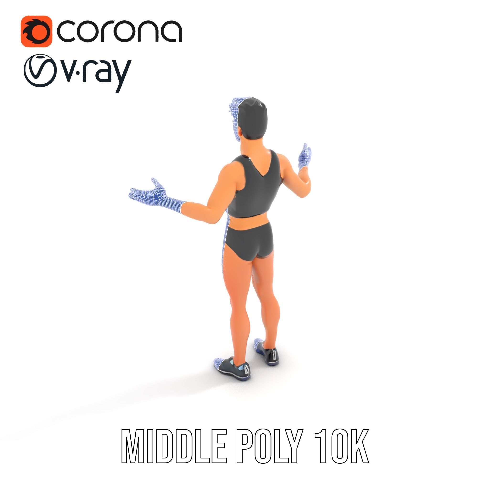 Male Athletic Character with Tank Top Rigged and Animated fo... Low-poly 3D model_24