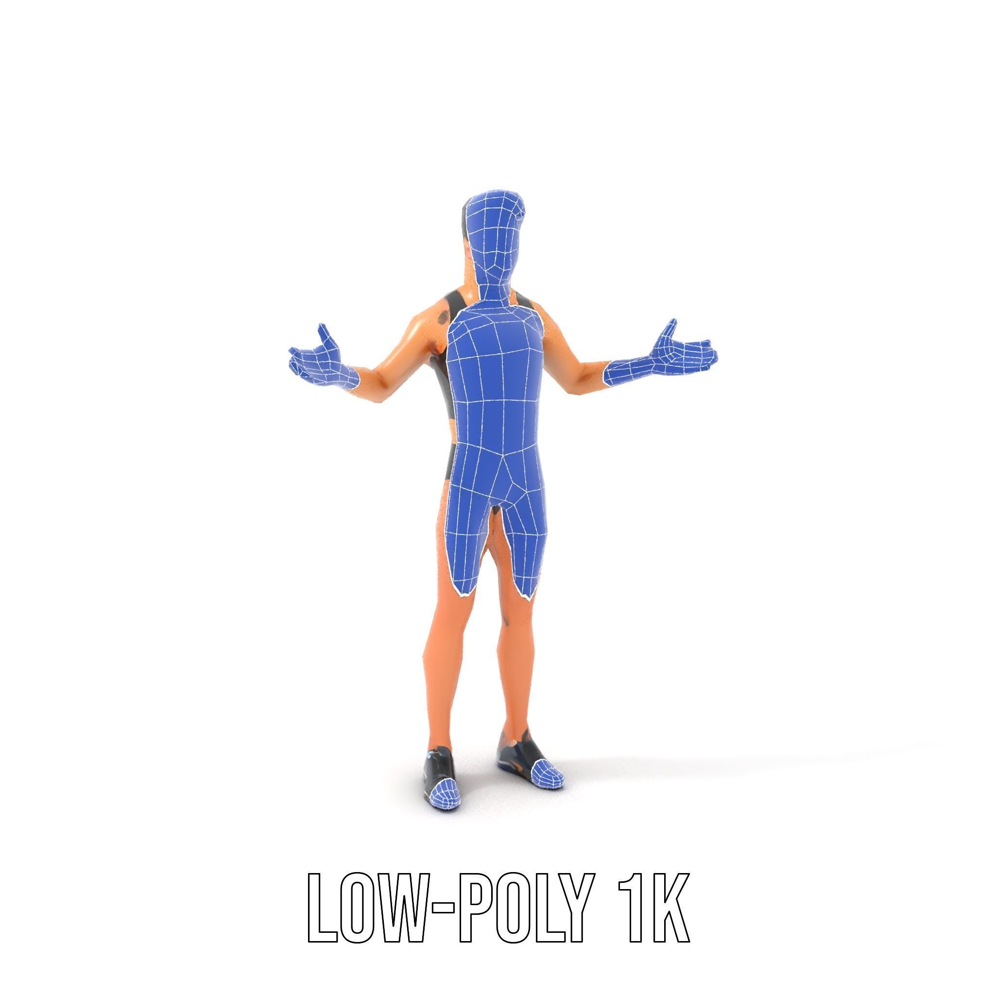 Male Athletic Character with Tank Top Rigged and Animated fo... Low-poly 3D model_31