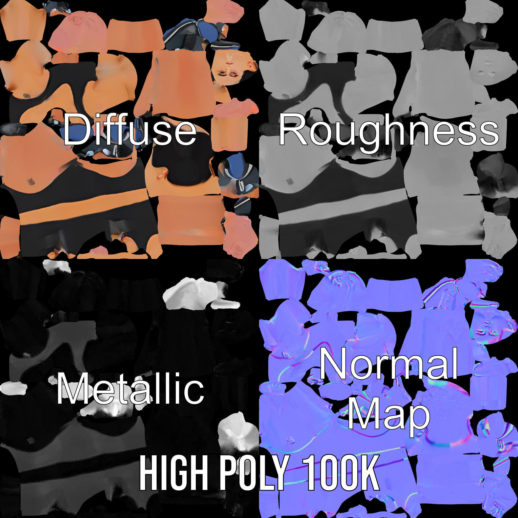 Male Athletic Character with Tank Top Rigged and Animated fo... Low-poly 3D model_3