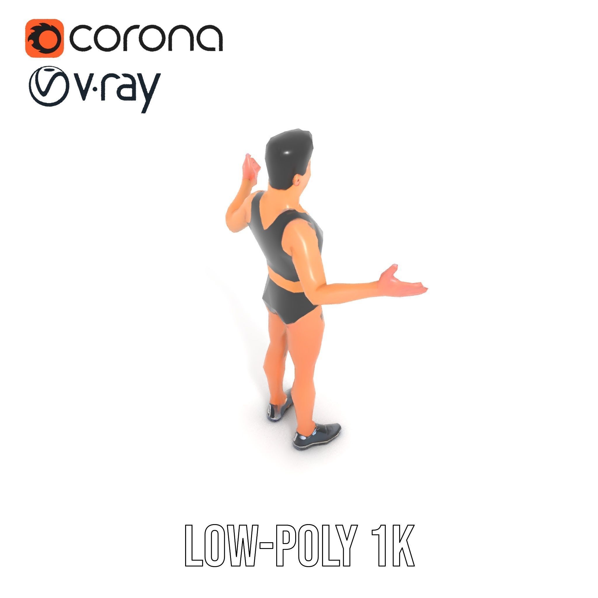 Male Athletic Character with Tank Top Rigged and Animated fo... Low-poly 3D model_17