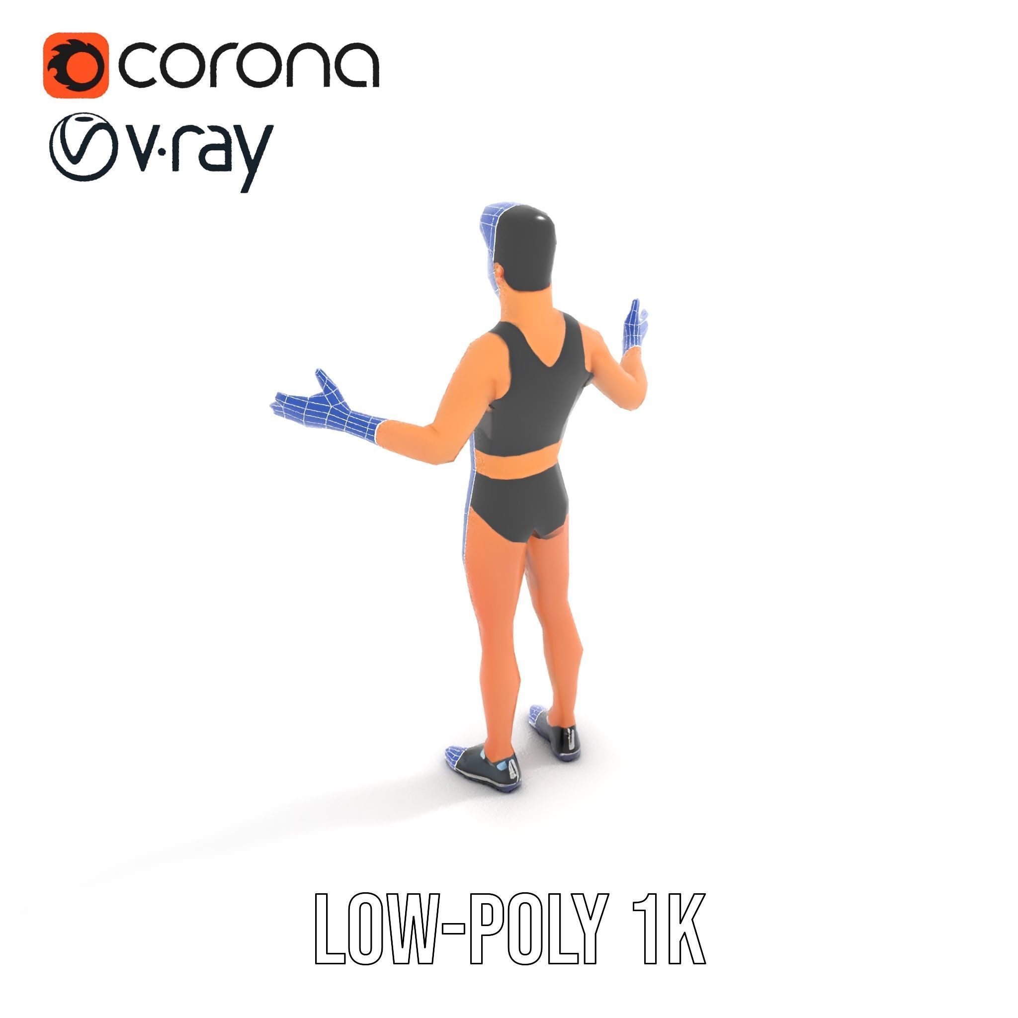 Male Athletic Character with Tank Top Rigged and Animated fo... Low-poly 3D model_11