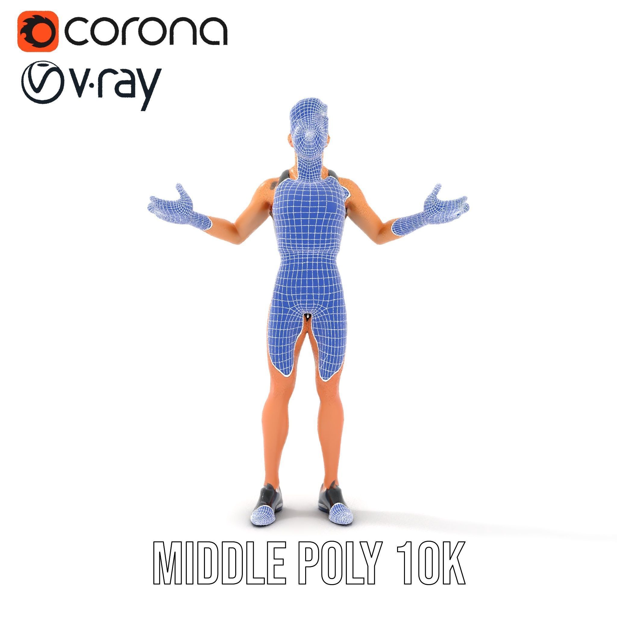 Male Athletic Character with Tank Top Rigged and Animated fo... Low-poly 3D model_21