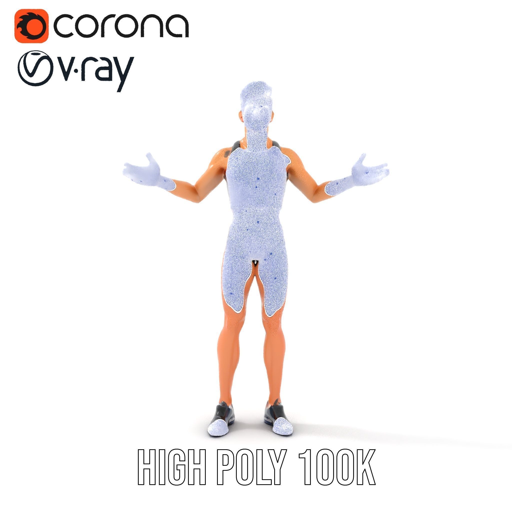 Male Athletic Character with Tank Top Rigged and Animated fo... Low-poly 3D model_29