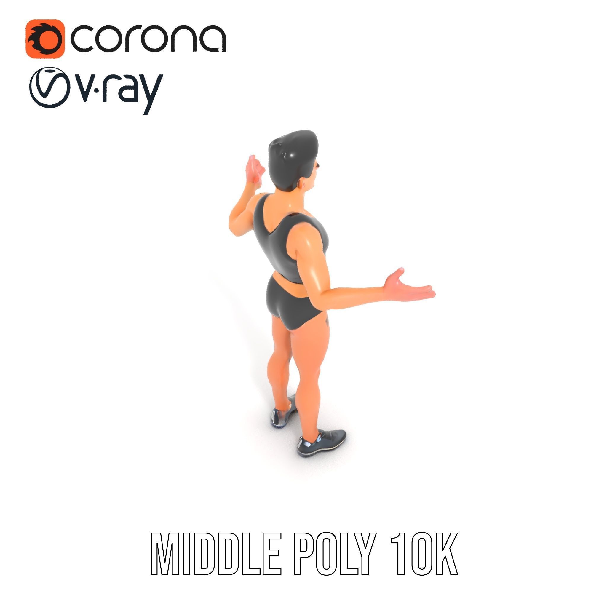 Male Athletic Character with Tank Top Rigged and Animated fo... Low-poly 3D model_33