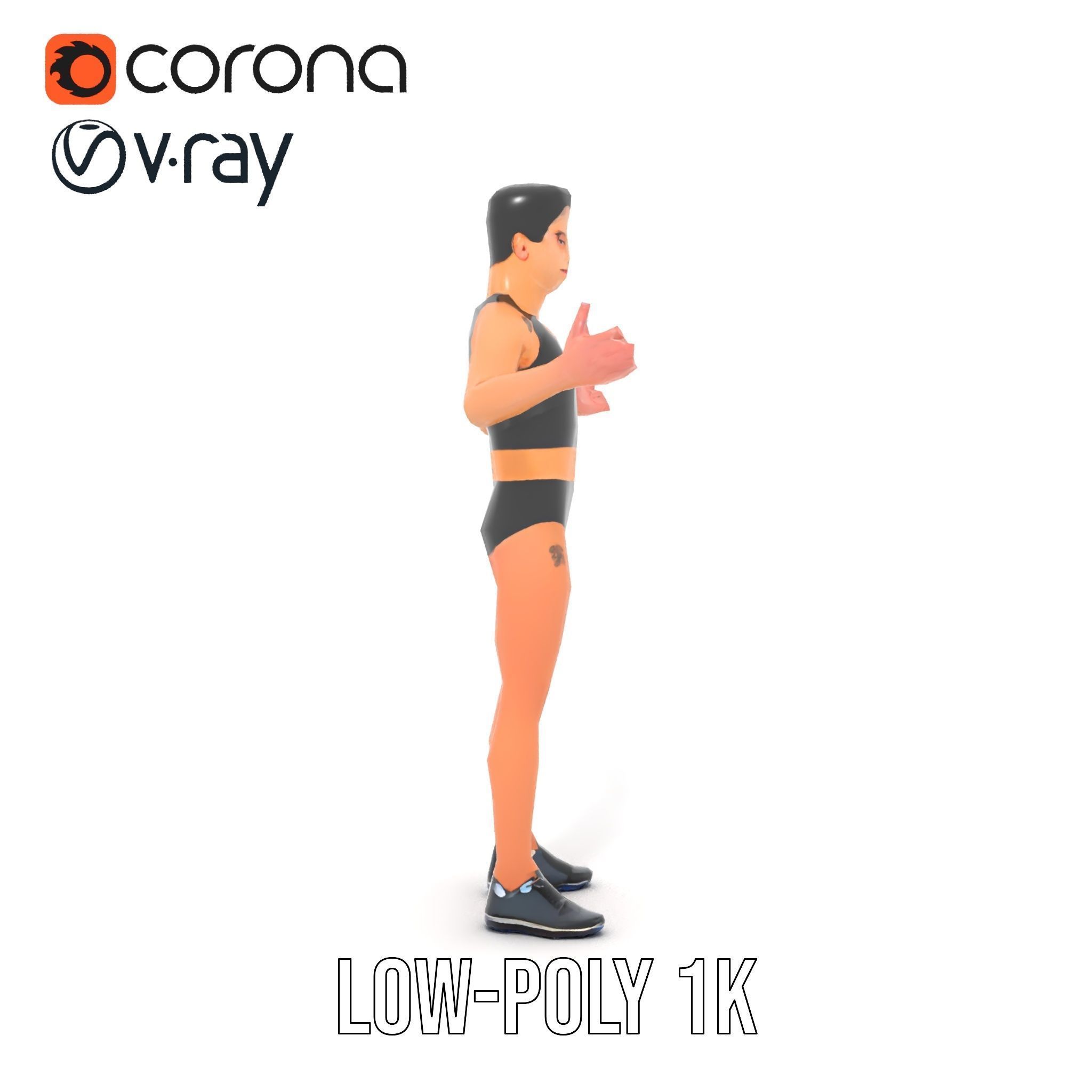 Male Athletic Character with Tank Top Rigged and Animated fo... Low-poly 3D model_8