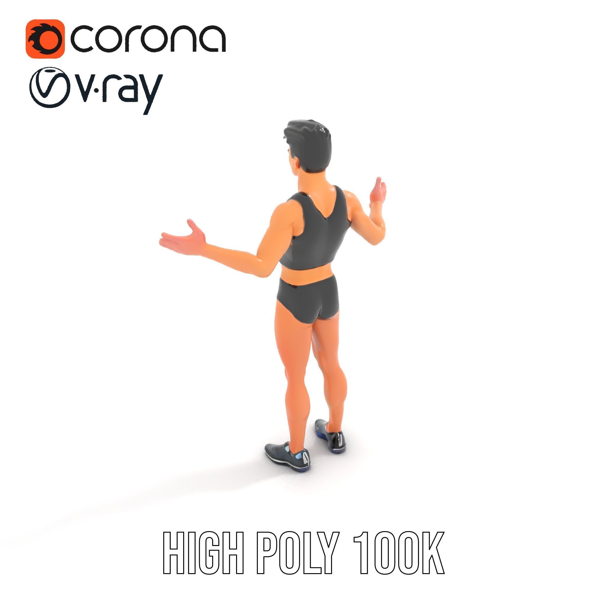 Male Athletic Character with Tank Top Rigged and Animated fo... Low-poly 3D model_15