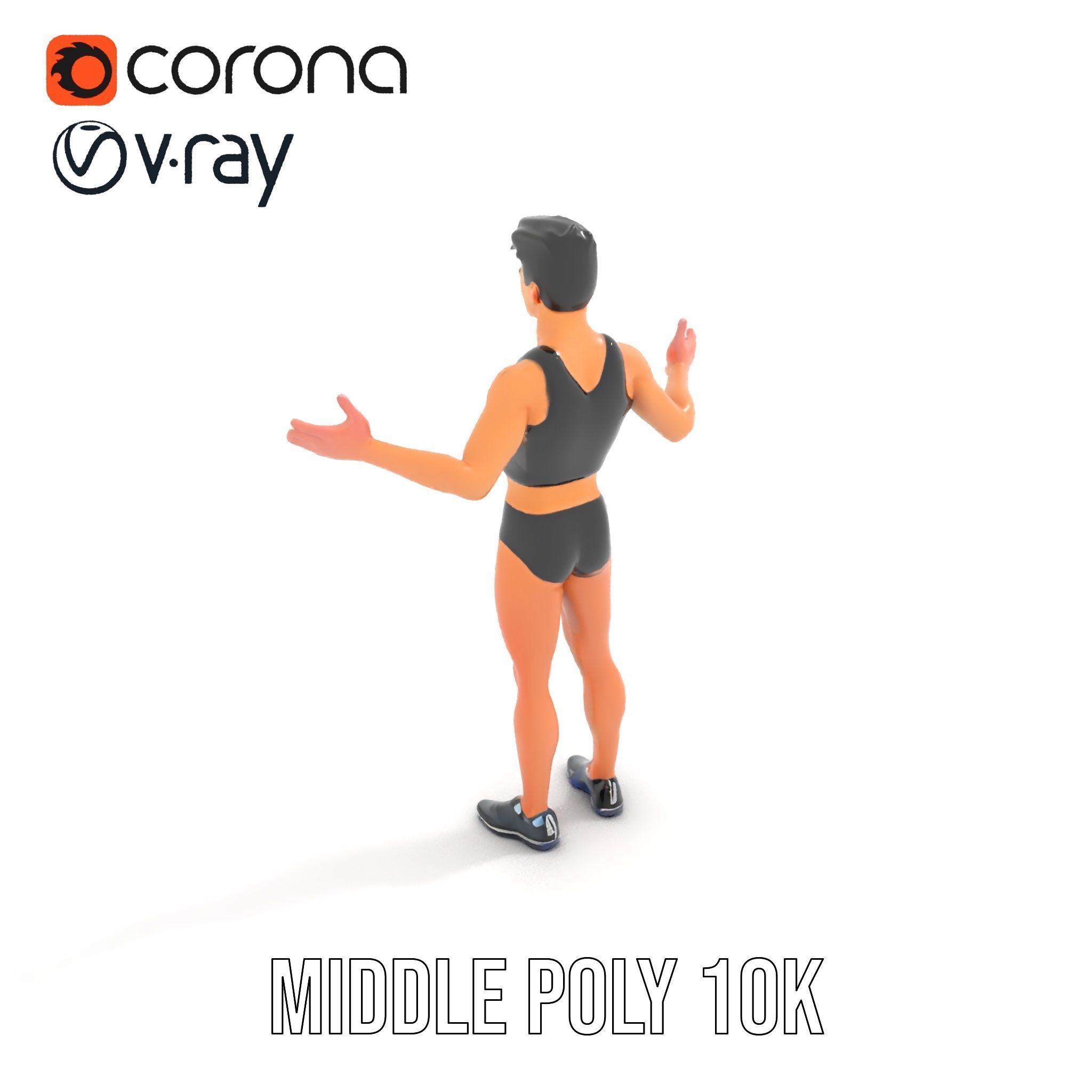 Male Athletic Character with Tank Top Rigged and Animated fo... Low-poly 3D model_13