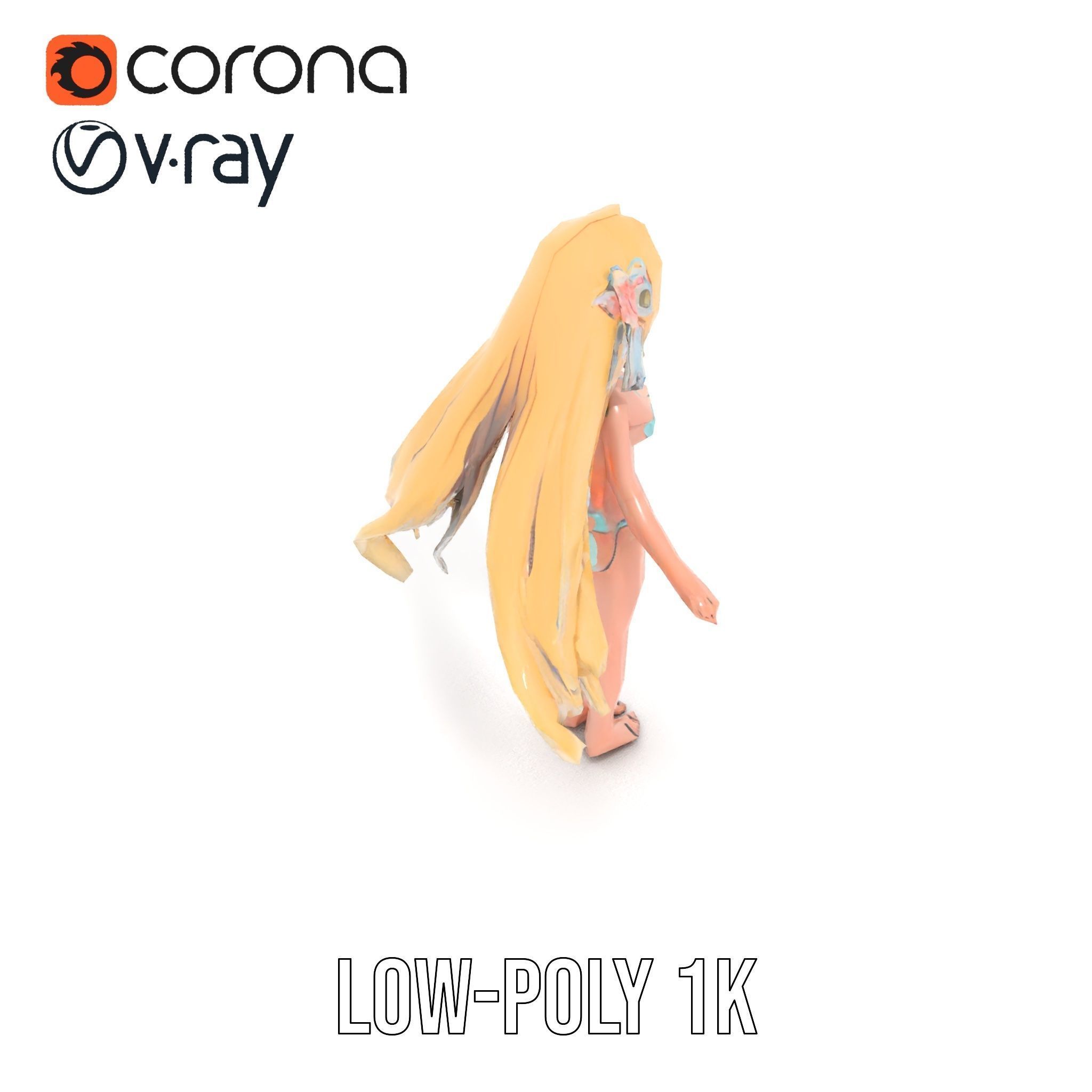 Blonde Anime Girl in Bikini Rigged and Animated D Character M... Low-poly 3D model_11