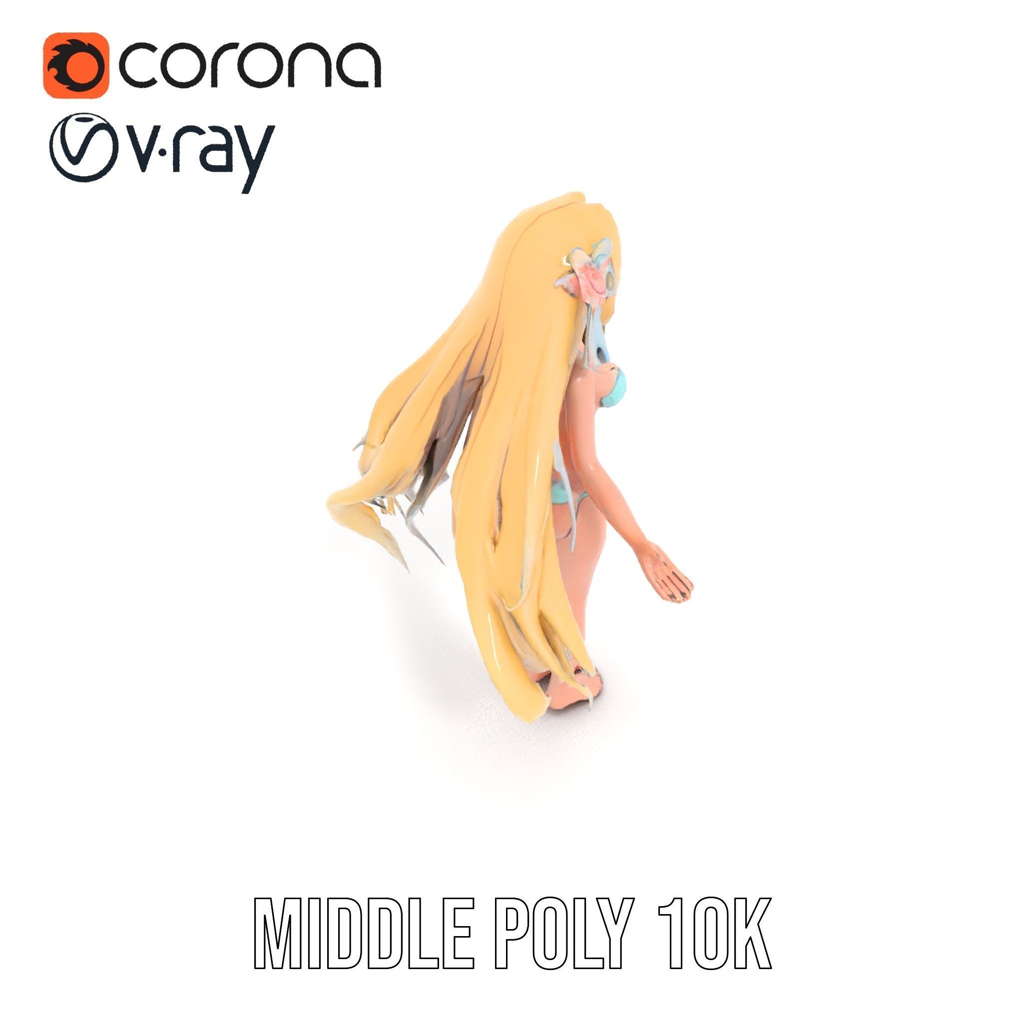 Blonde Anime Girl in Bikini Rigged and Animated D Character M... Low-poly 3D model_24