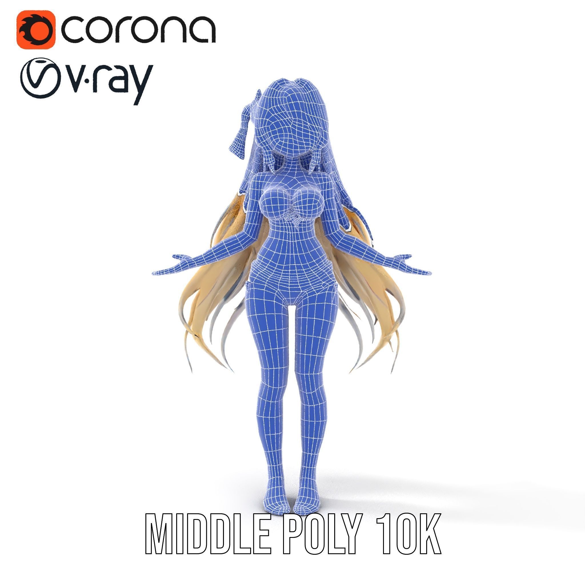 Blonde Anime Girl in Bikini Rigged and Animated D Character M... Low-poly 3D model_18