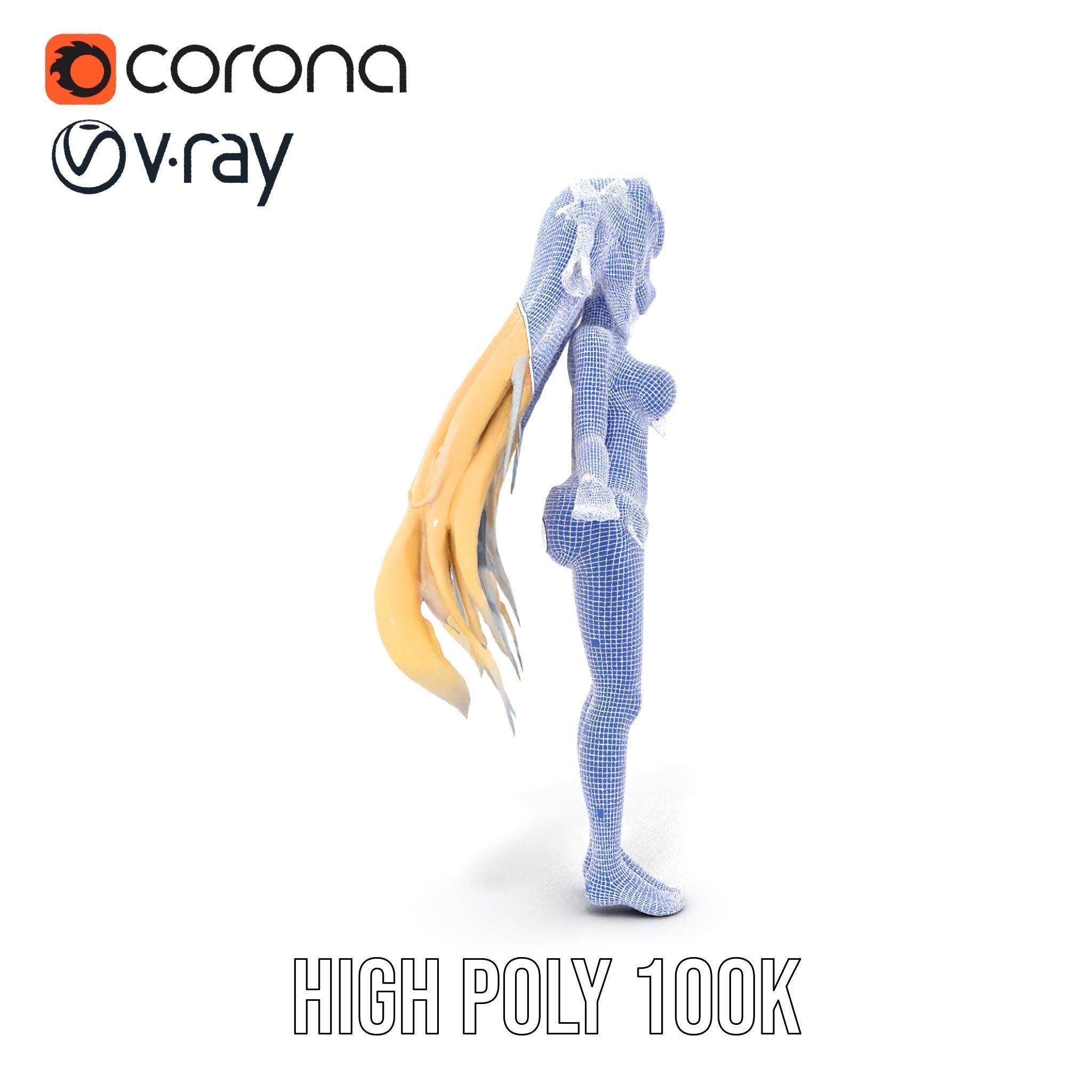 Blonde Anime Girl in Bikini Rigged and Animated D Character M... Low-poly 3D model_36