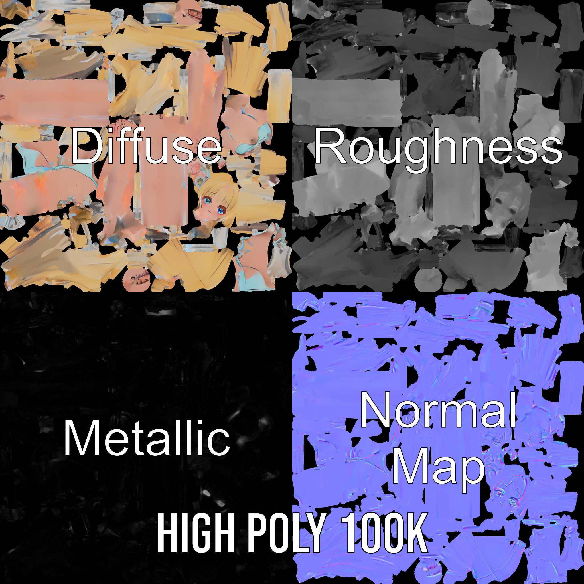 Blonde Anime Girl in Bikini Rigged and Animated D Character M... Low-poly 3D model_3