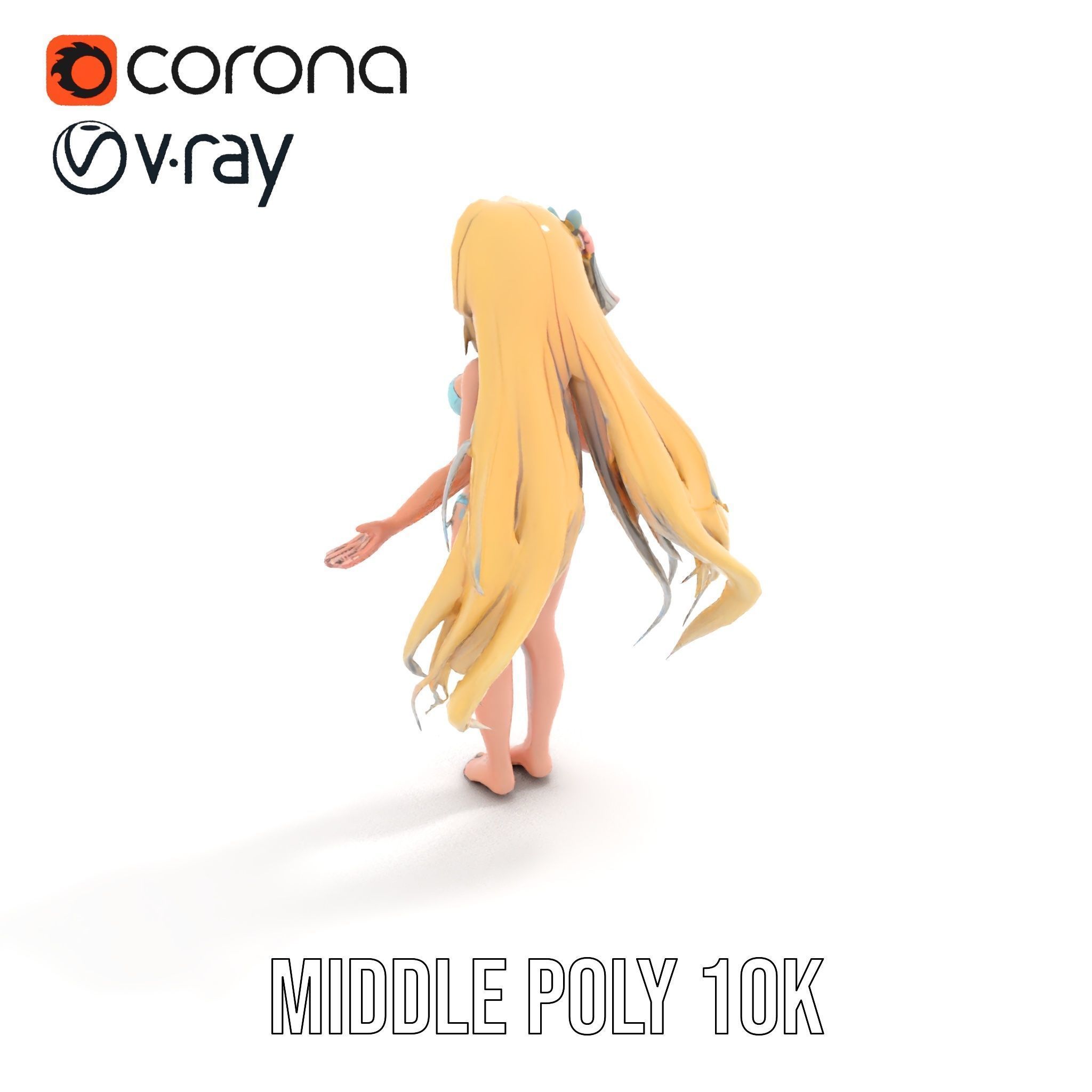 Blonde Anime Girl in Bikini Rigged and Animated D Character M... Low-poly 3D model_29