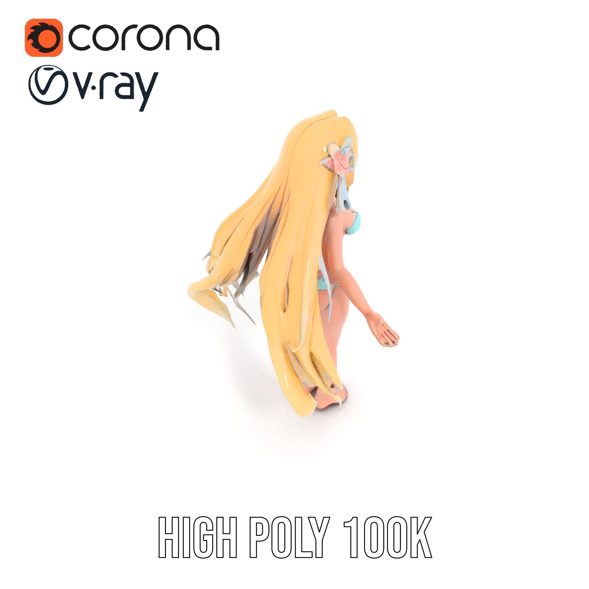 Blonde Anime Girl in Bikini Rigged and Animated D Character M... Low-poly 3D model_26