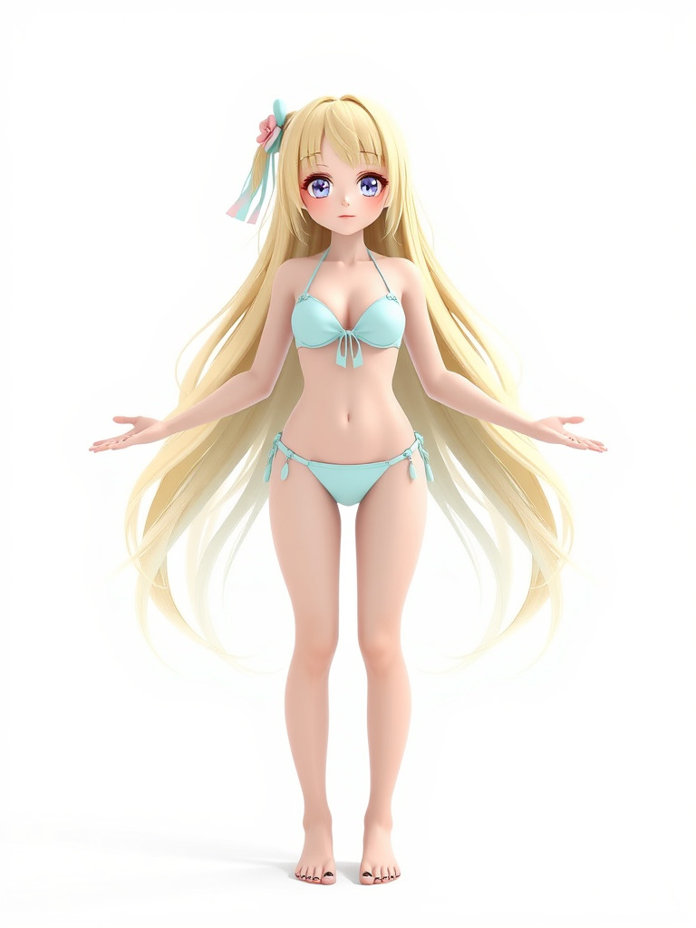 Blonde Anime Girl in Bikini Rigged and Animated D Character M... Low-poly 3D model_2