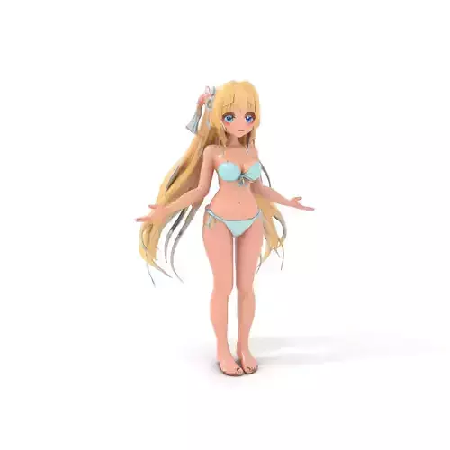 Blonde Anime Girl in Bikini Rigged and Animated D Character M... Low-poly 3D model