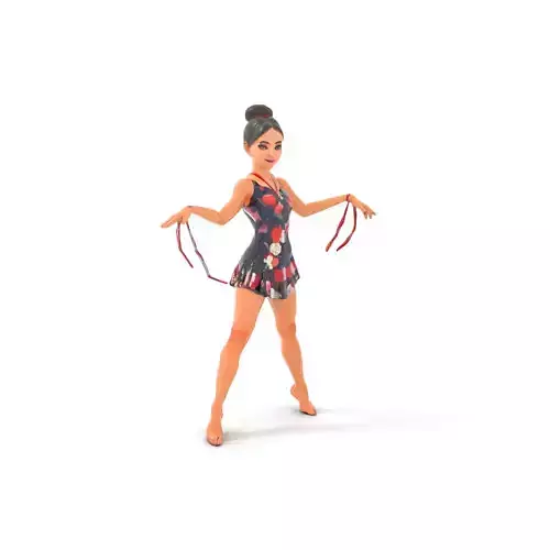 Animated Rhythmic Gymnast Character Model Rigged and Animated