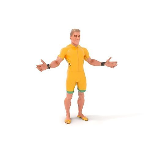 Triathlon Athlete D Character Model Rigged and Animated Low-poly 3D model