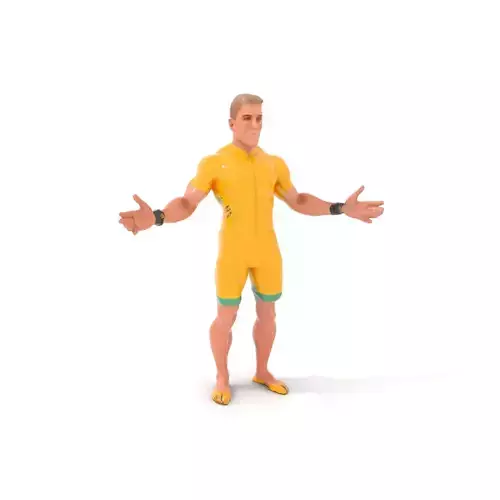 Triathlon Athlete D Character Model Rigged and Animated